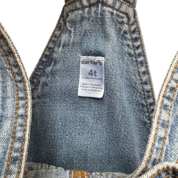 Carters Blue Denim Jeans Overalls Size 4T Girls Light Wash - Picture 3 of 5